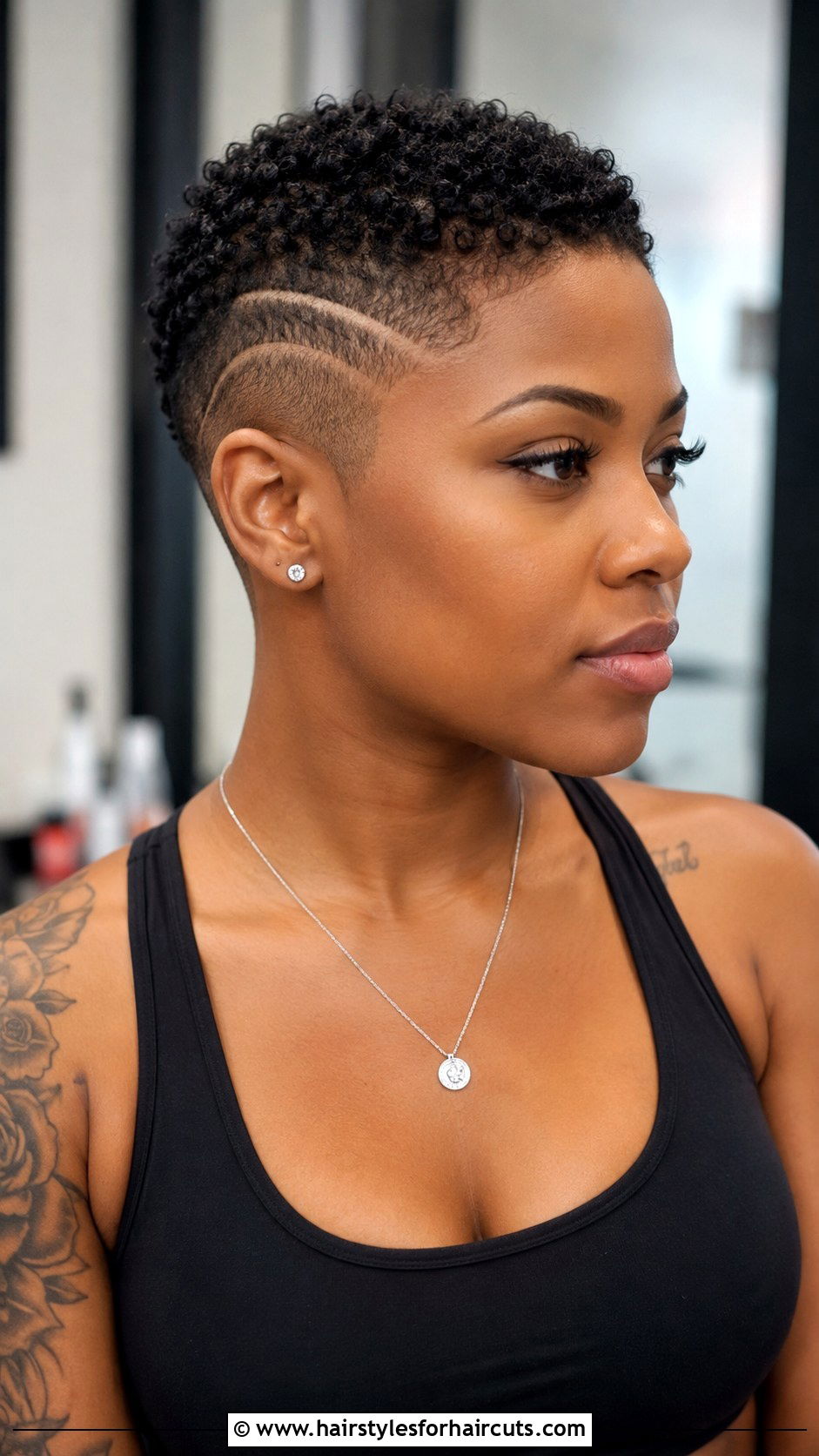 Curly Buzz Cut With Design - 25 tomboy haircuts for curly hair - 25 tomboy haircuts for curly hair