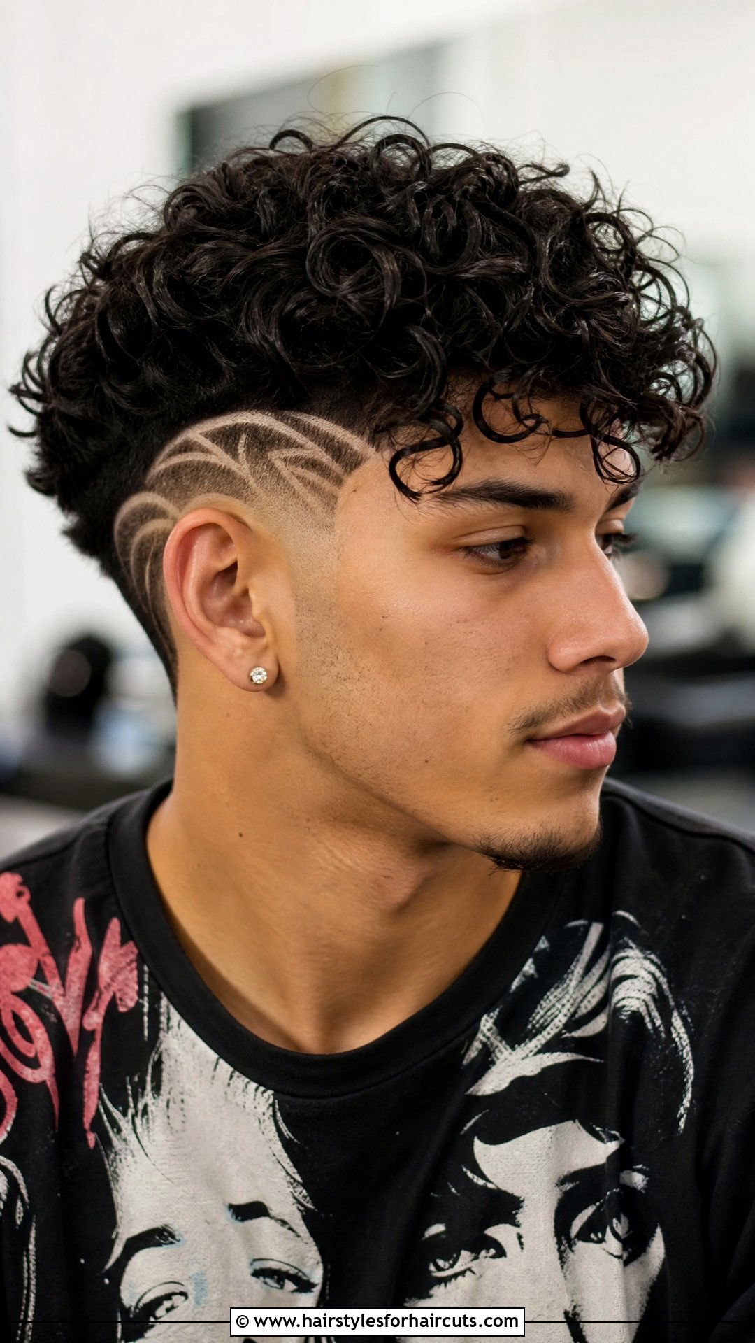 Curly Edgar With Freestyle Design - 25 edgar haircuts for curly hair - 25 edgar haircuts for curly hair