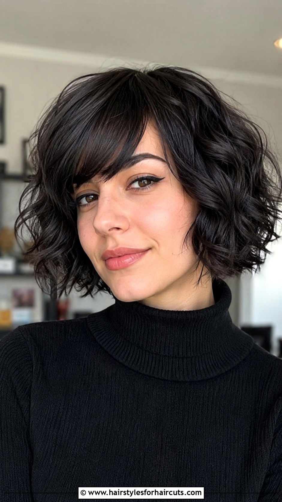 Curly Emo Bob With Side Bangs - 25 emo hairstyles for curly hair - 25 emo hairstyles for curly hair
