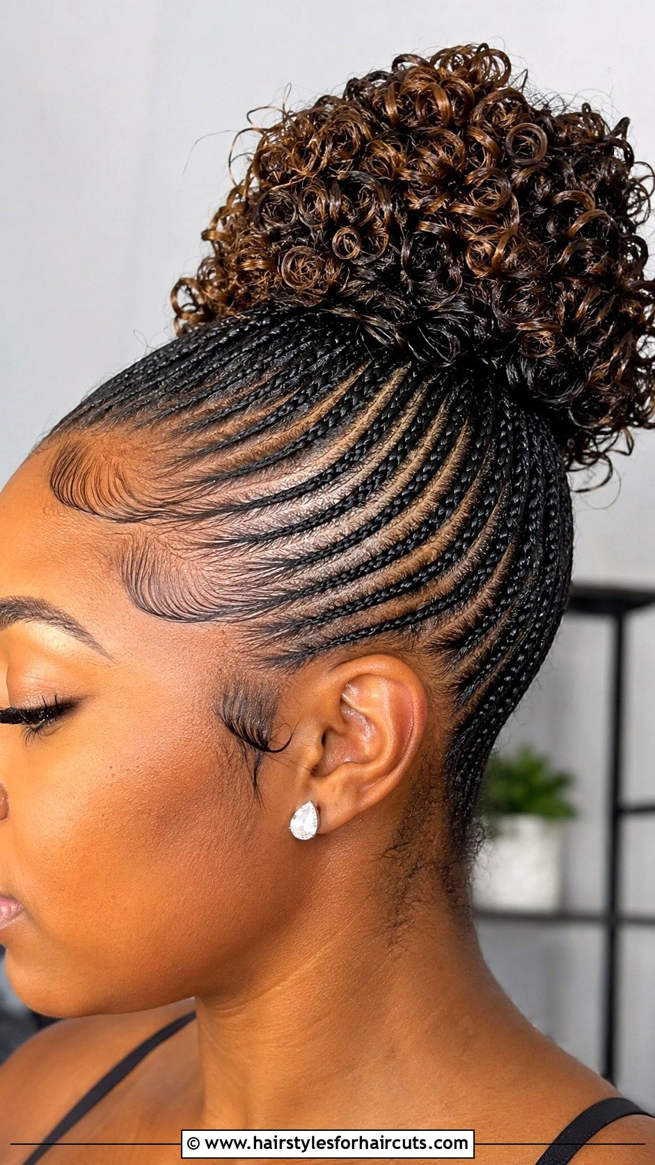 Curly Ends Braided Ponytail Bun - 25 braided ponytail bun hairstyles for black hair - 25 braided ponytail bun hairstyles for black hair