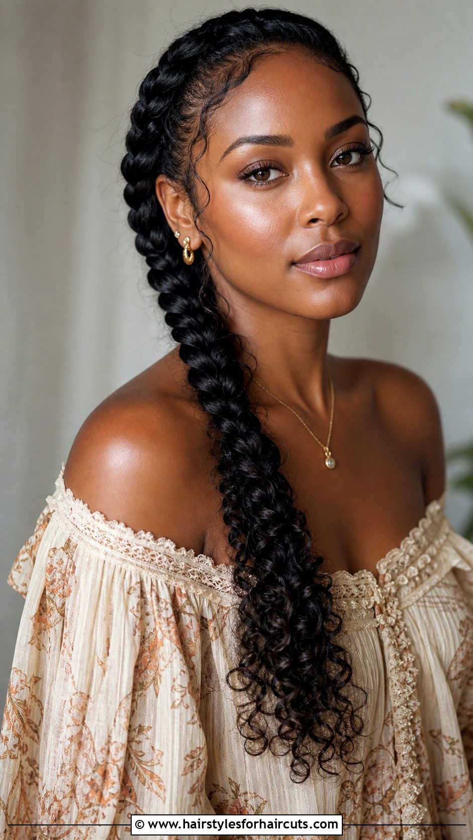 Curly Ends Single Braid Hairstyle - 25 single braid hairstyles for black hair - 25 single braid hairstyles for black hair