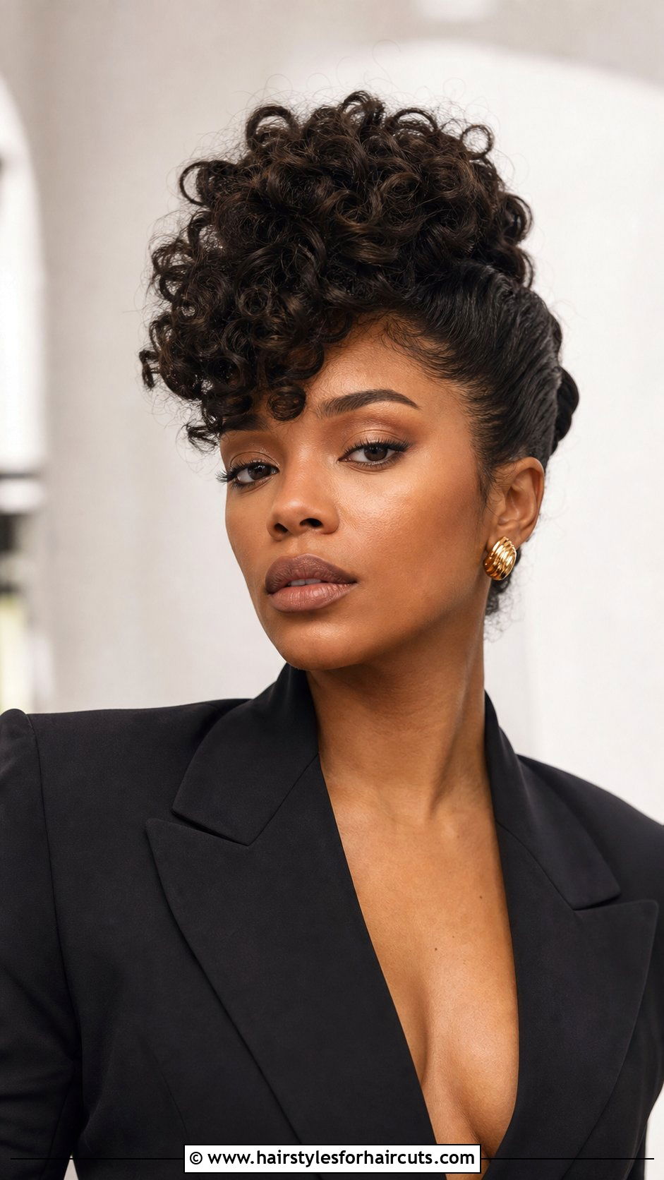 Curly Faux Hawk Updo - 25 bridal hairstyles for short curly hair - 25 bridal hairstyles for short curly hair