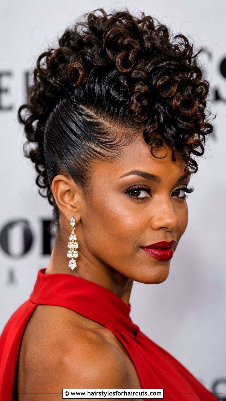 Curly Faux Hawk Updo - 25 graduation hairstyles for curly hair - 25 graduation hairstyles for curly hair