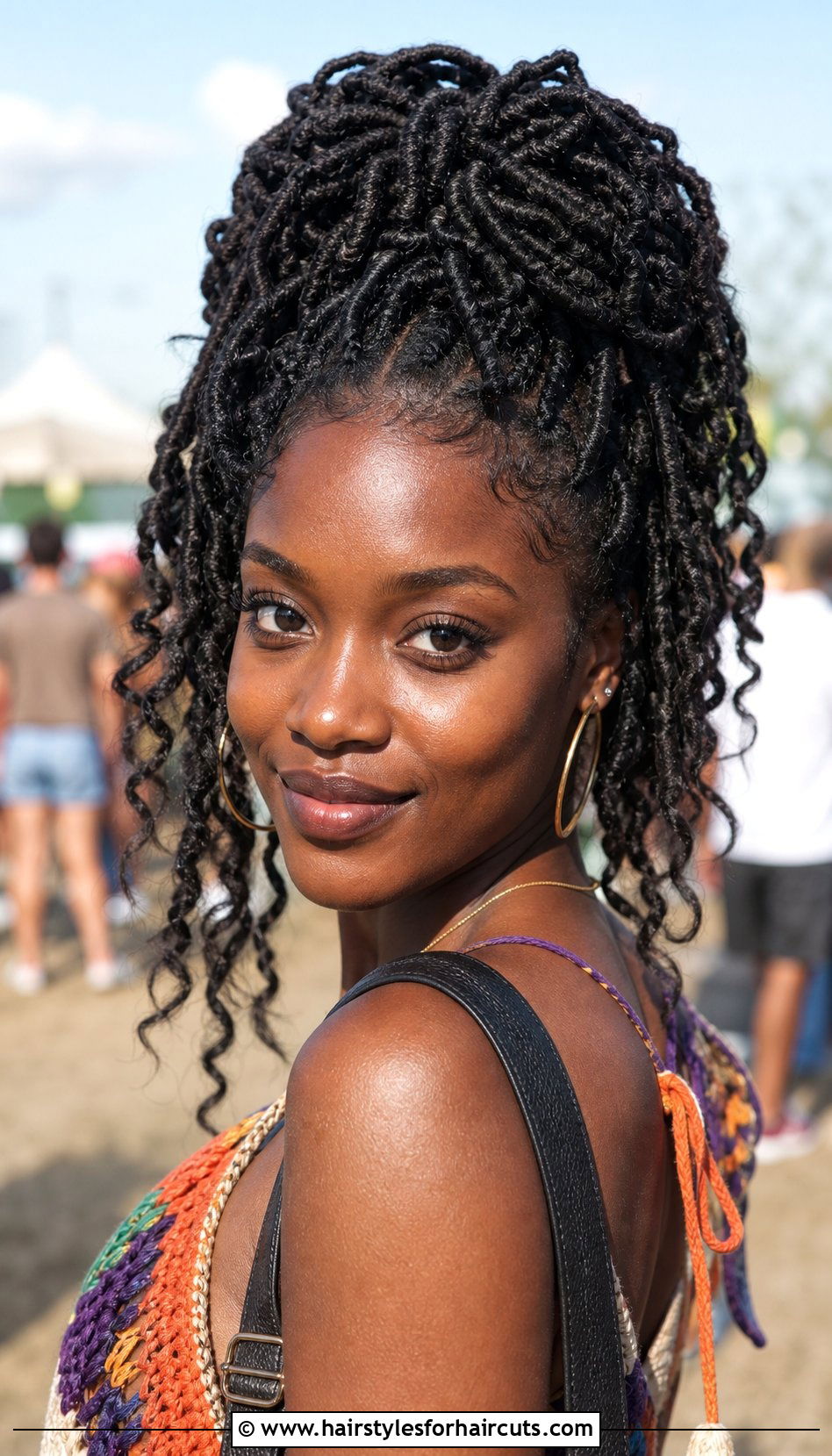 Curly Faux Locs Updo - 25 curly braided updo hairstyles for black hair - 25 curly braided updo hairstyles for black hair