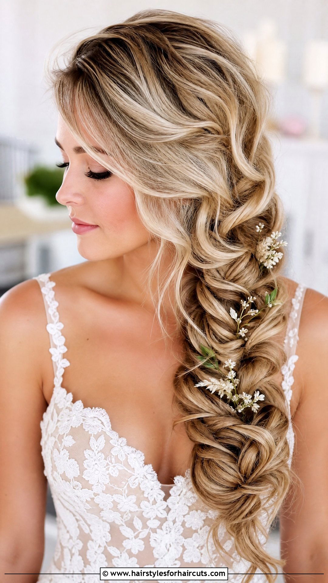 Curly Fishtail Braid Wedding Hairstyle - 25 wedding hairstyles for thick curly hair - 25 wedding hairstyles for thick curly hair
