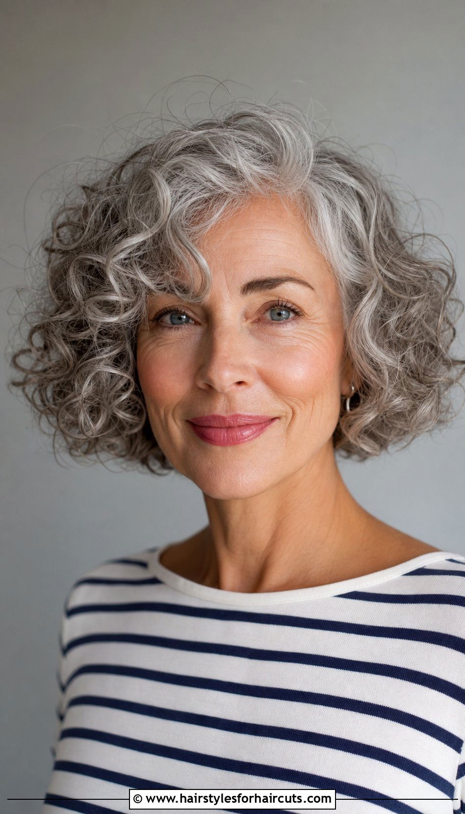 Curly French Bob - 25 hairstyles for curly gray hair over 60 - 25 hairstyles for curly gray hair over 60