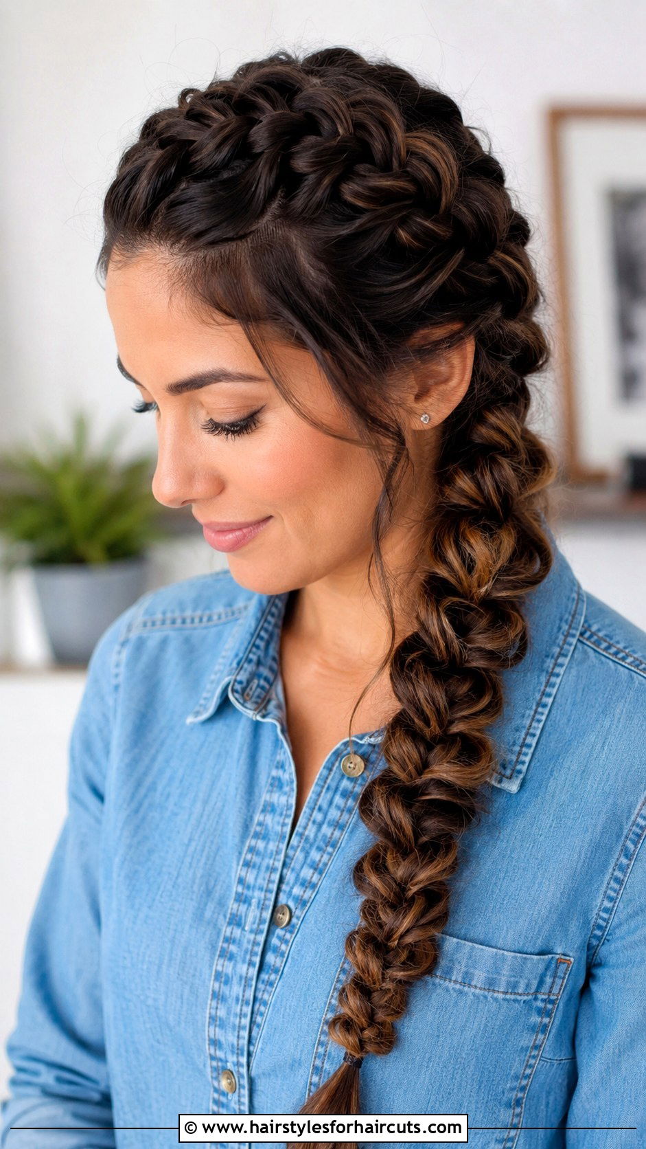 Curly French Braid - 25 easy cute hairstyles for curly hair - 25 easy cute hairstyles for curly hair