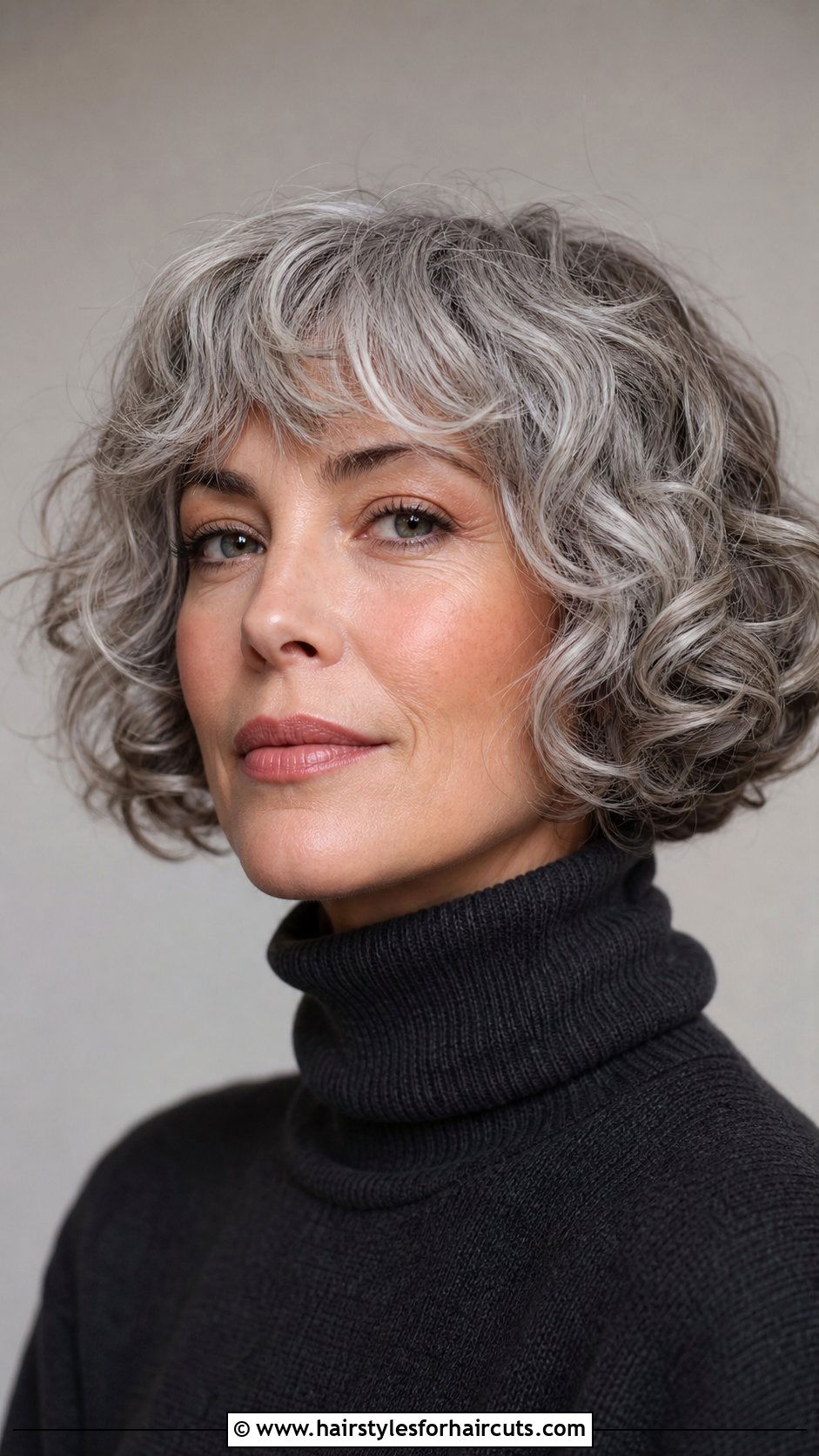 Curly Gray French Bob - 25 curly gray hairstyles - 25 curly gray hairstyles