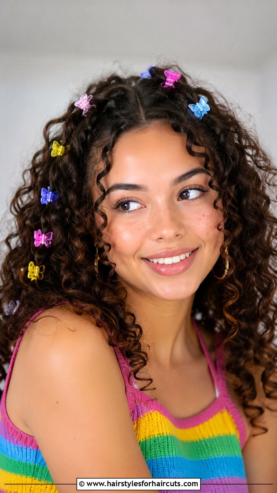 Curly Hair With Butterfly Clips - 25 y2k hairstyles for curly hair - 25 y2k hairstyles for curly hair
