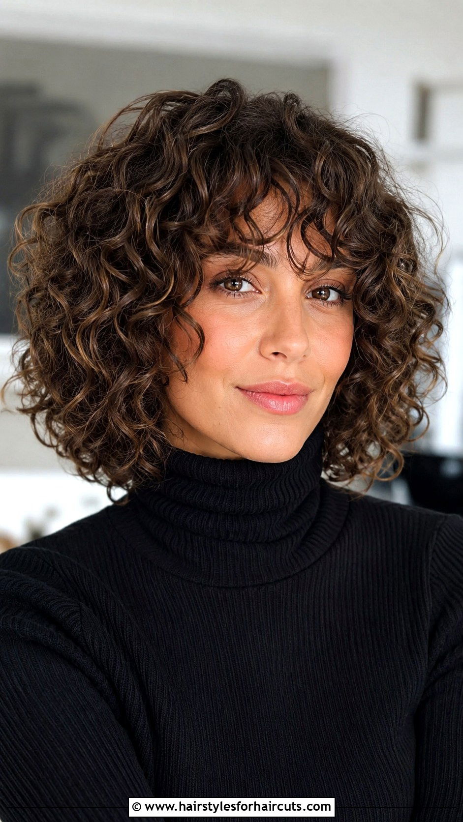 Curly Haircut With Bottleneck Bangs - 25 face framing haircuts for curly hair - 25 face framing haircuts for curly hair