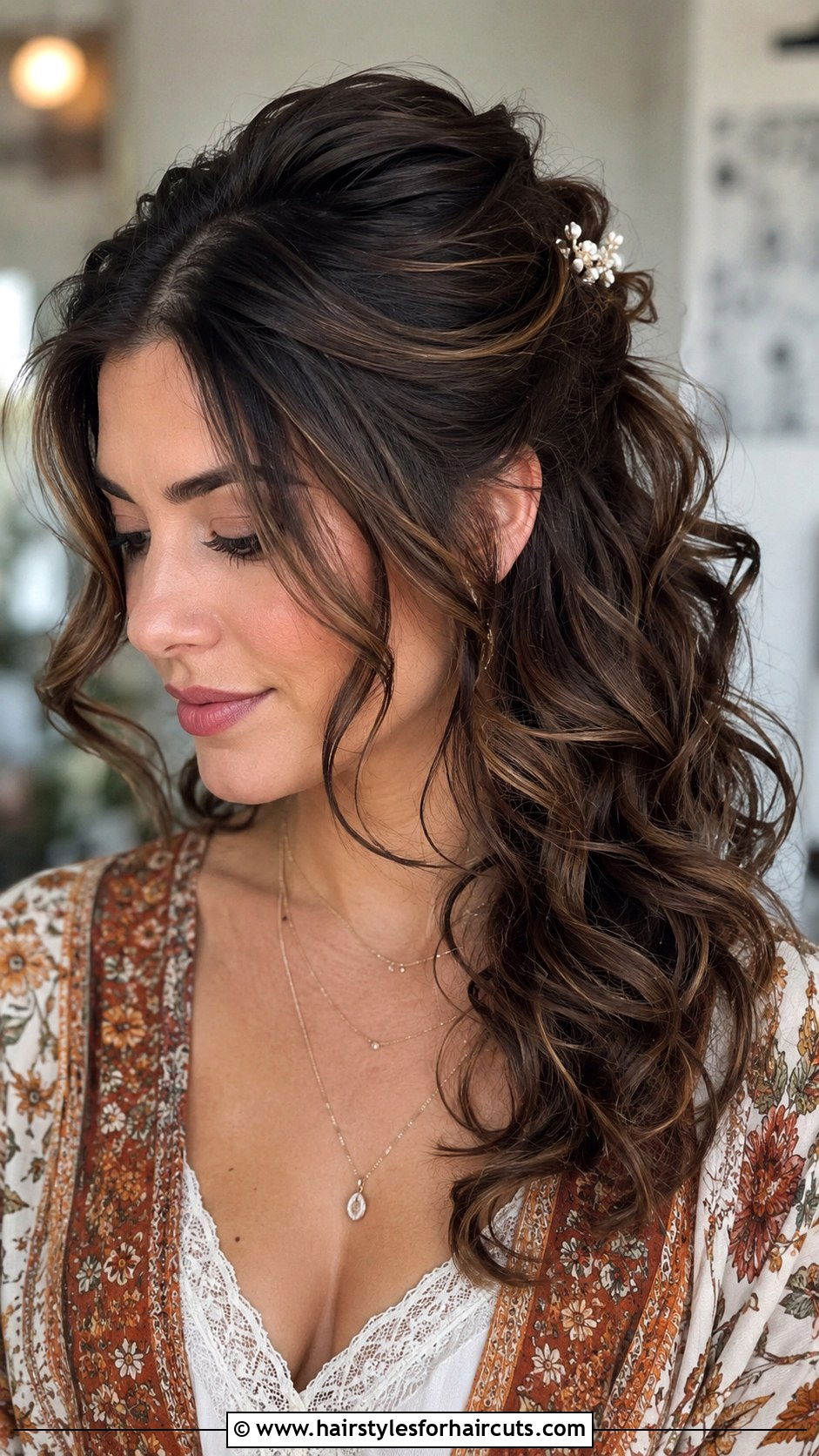 Curly Half Up Half Down Side - 25 side curl hairstyles - 25 side curl hairstyles