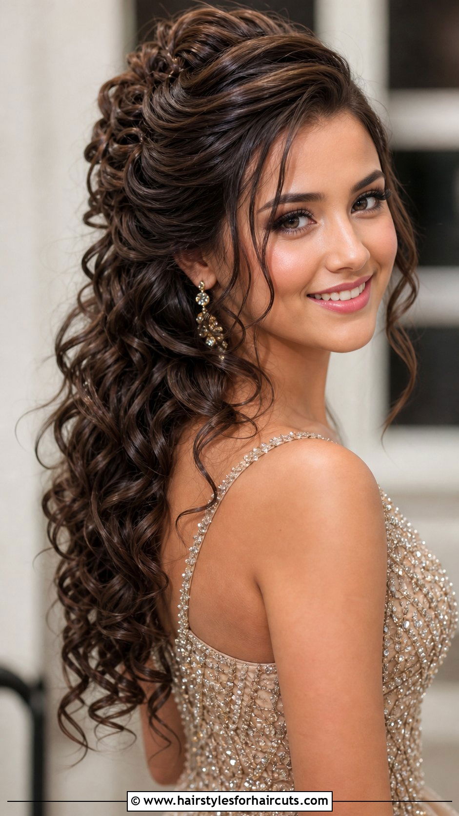 Curly Half Updo Prom Hair - 25 half updo prom hairstyles for medium hair - 25 half updo prom hairstyles for medium hair