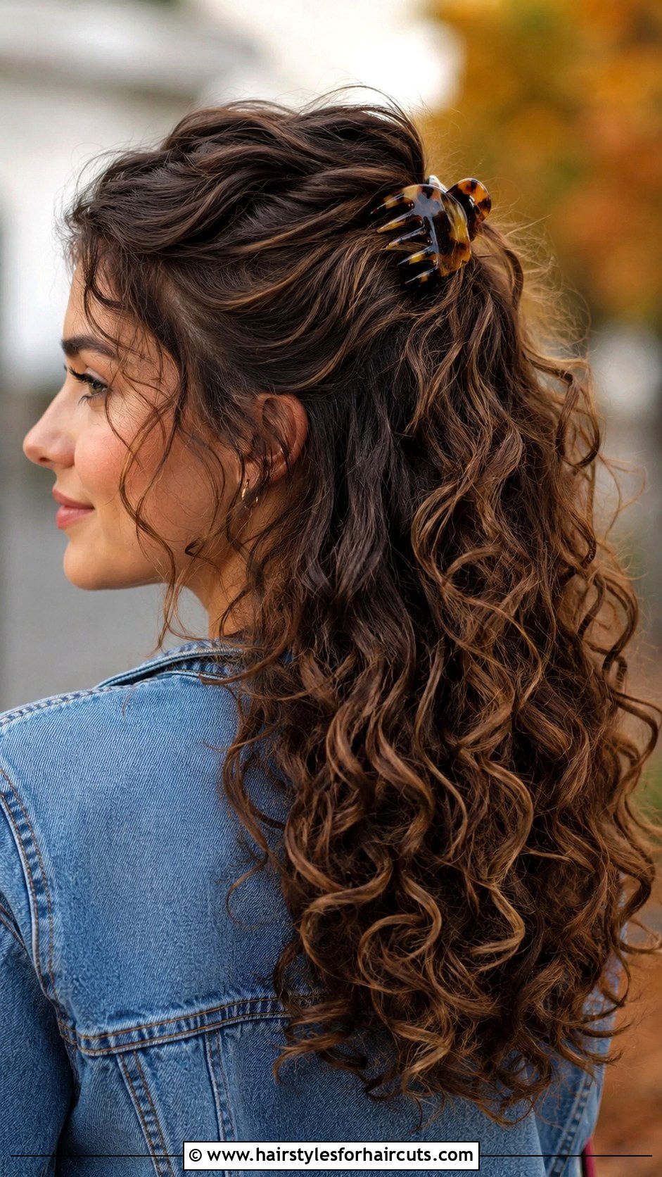 Curly Half Updo With Hair Comb - 25 hairstyles with hair comb - 25 hairstyles with hair comb