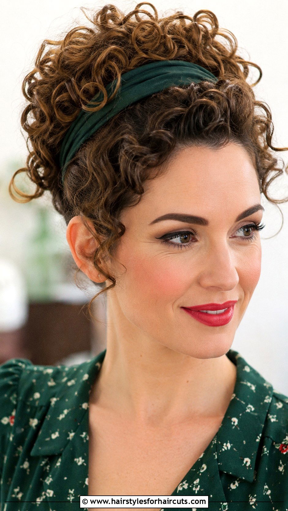 Curly Headband Tuck Updo - 25 easy updo hairstyles for curly hair - 25 easy updo hairstyles for curly hair