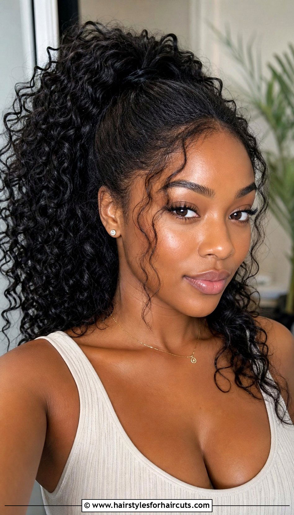 Curly High Ponytail With Leave Out - 25 high ponytail hairstyles for black hair - 25 high ponytail hairstyles for black hair