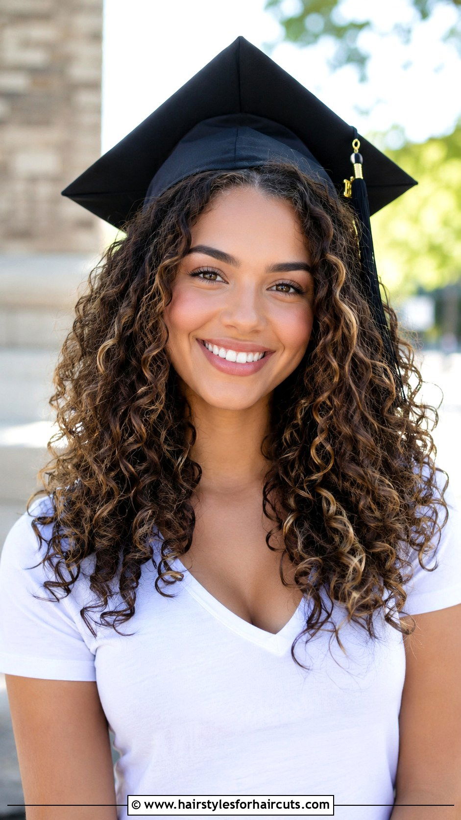 Curly Long Hair With Graduation Cap - 25 long hair graduation hairstyles with cap - 25 long hair graduation hairstyles with cap