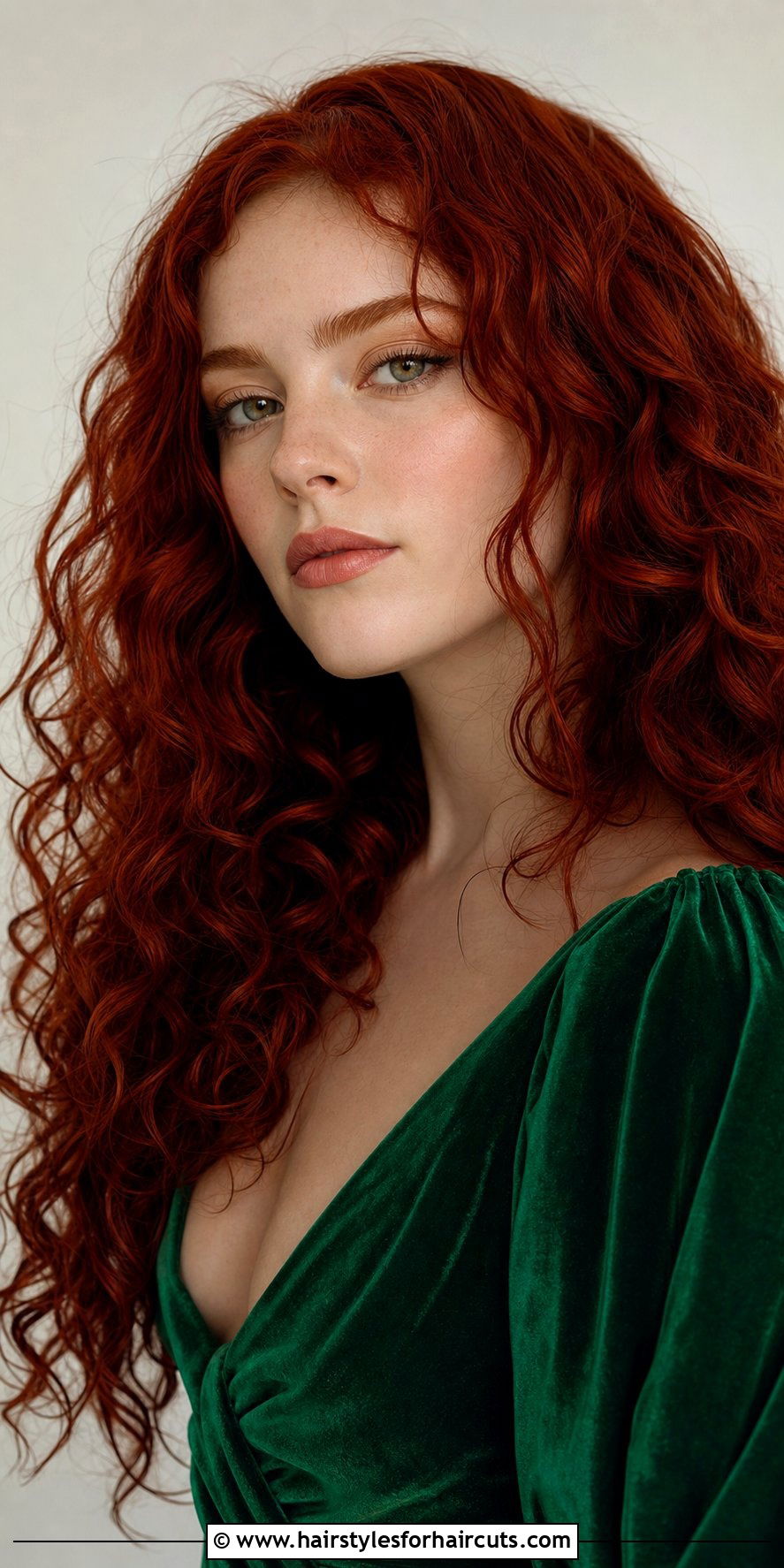 Curly Long Hair With Ruby Red - 25 hairstyles- colours - 25 hairstyles- colours