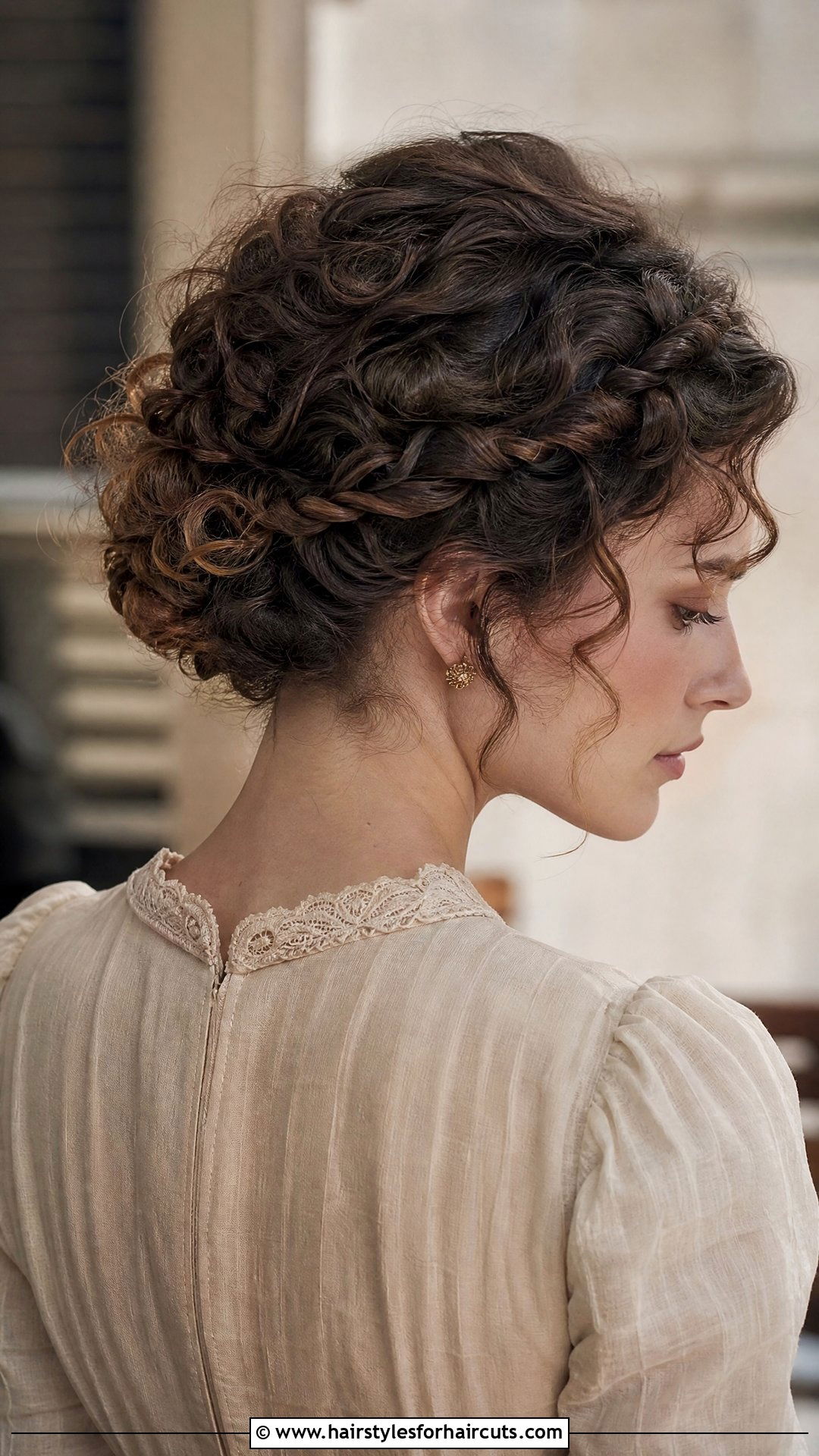Curly Low Braided Crown Updo - 25 updo prom hairstyles for curly hair - 25 updo prom hairstyles for curly hair
