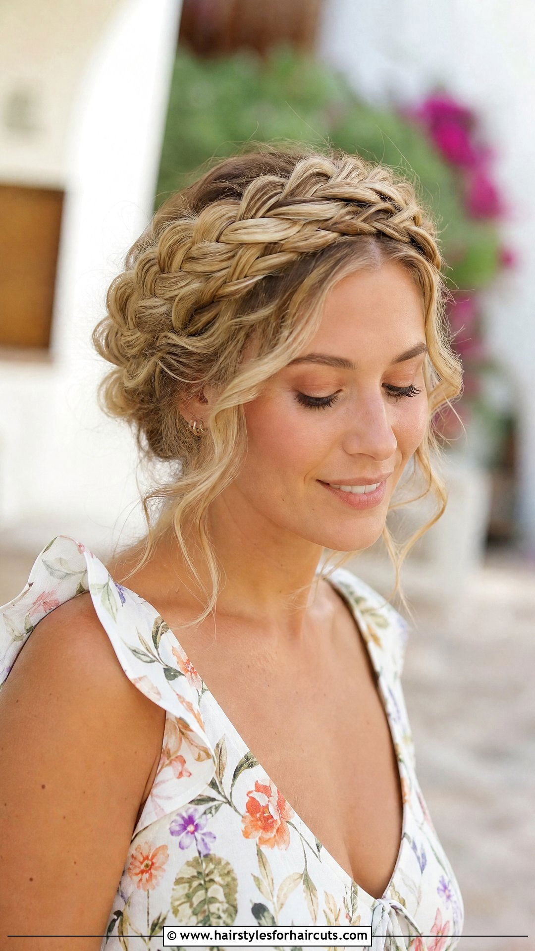 Curly Milkmaid Braid Wedding Hairstyle - 25 wedding hairstyles for thick curly hair - 25 wedding hairstyles for thick curly hair