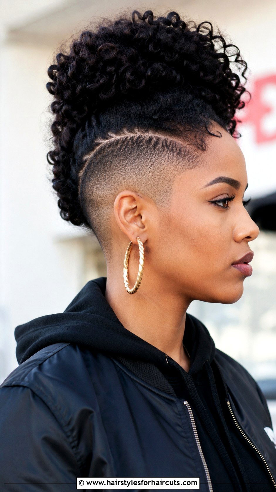 Curly Mohawk Bun - 25 curly bun hairstyles for black hair - 25 curly bun hairstyles for black hair