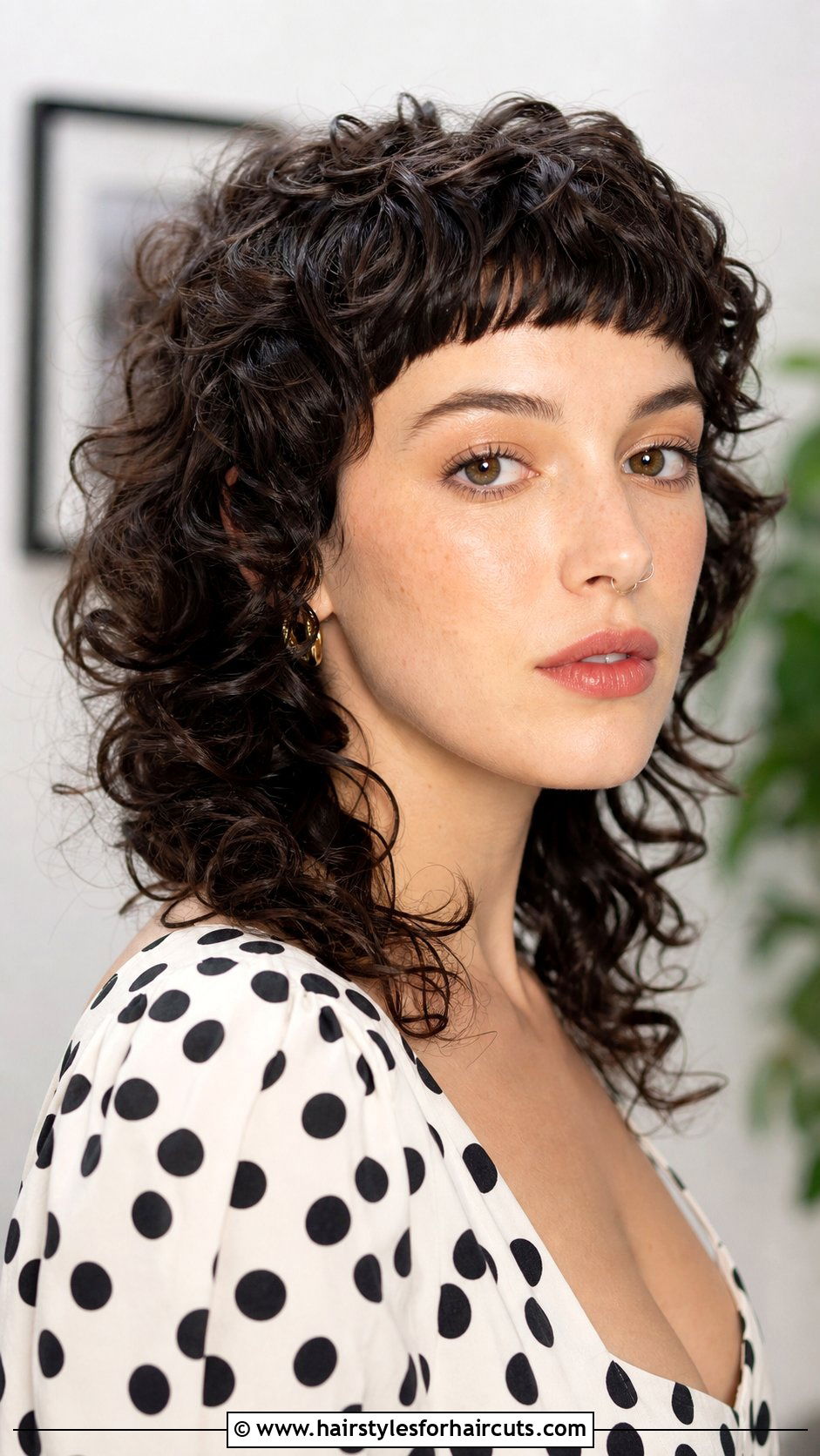 Curly Mullet With Baby Bangs - 25 mullet haircuts curly hair - 25 mullet haircuts curly hair
