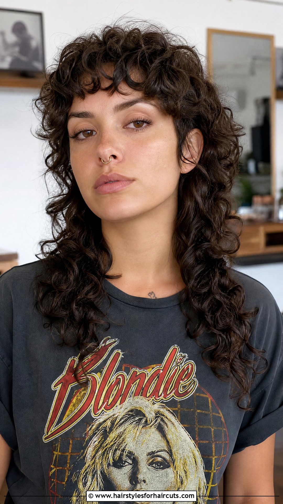 Curly Mullet With Bangs - 25 hairstyles with bangs for curly hair - 25 hairstyles with bangs for curly hair