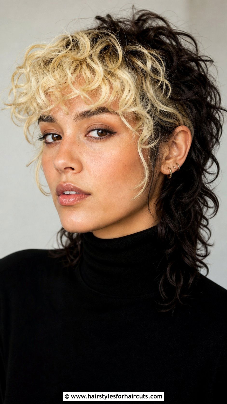 Curly Mullet With Bleached Front - 25 mullet haircuts curly hair - 25 mullet haircuts curly hair