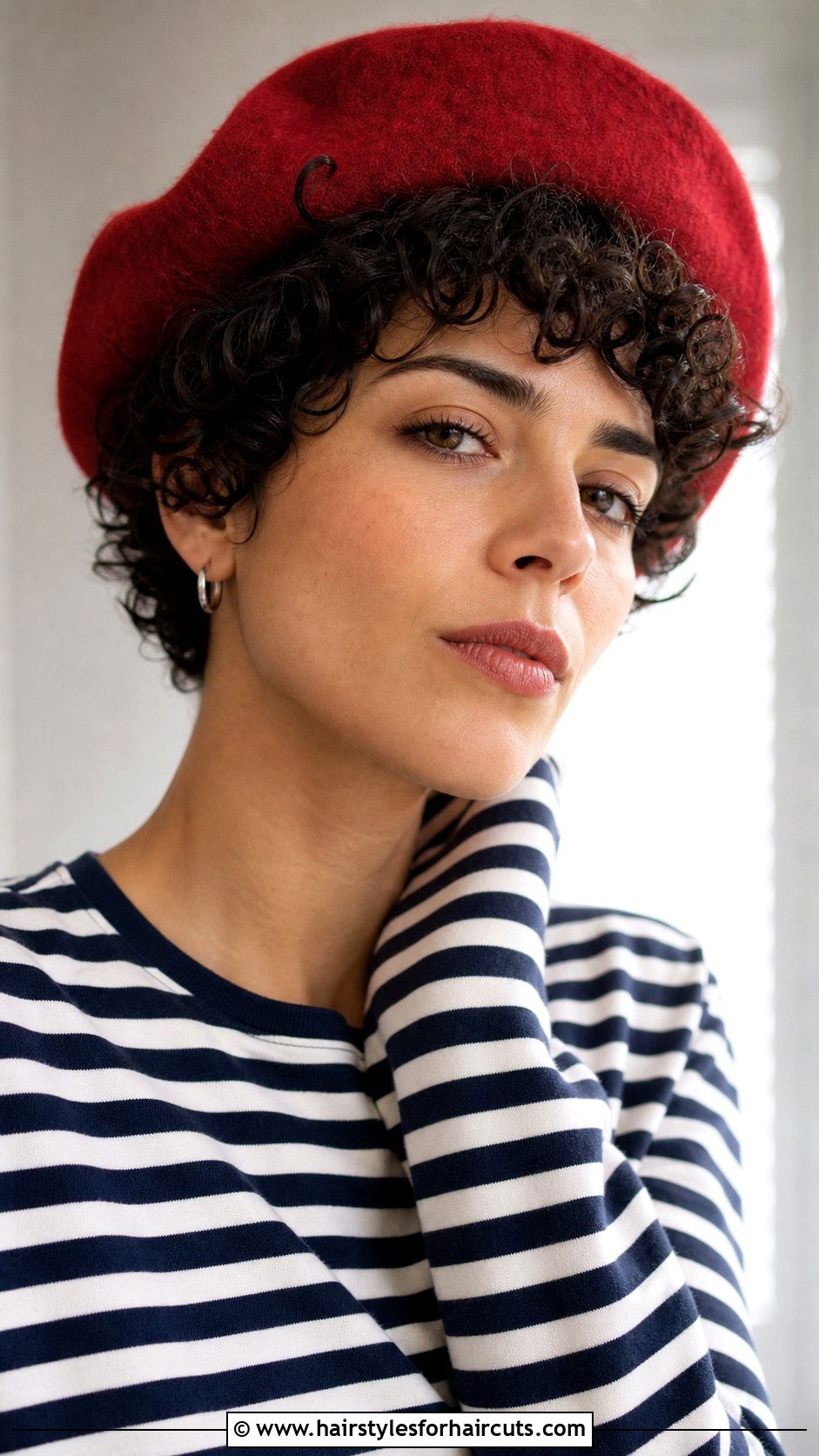 Curly Pixie Cut With Beret - 25 hat hairstyles for short hair - 25 hat hairstyles for short hair