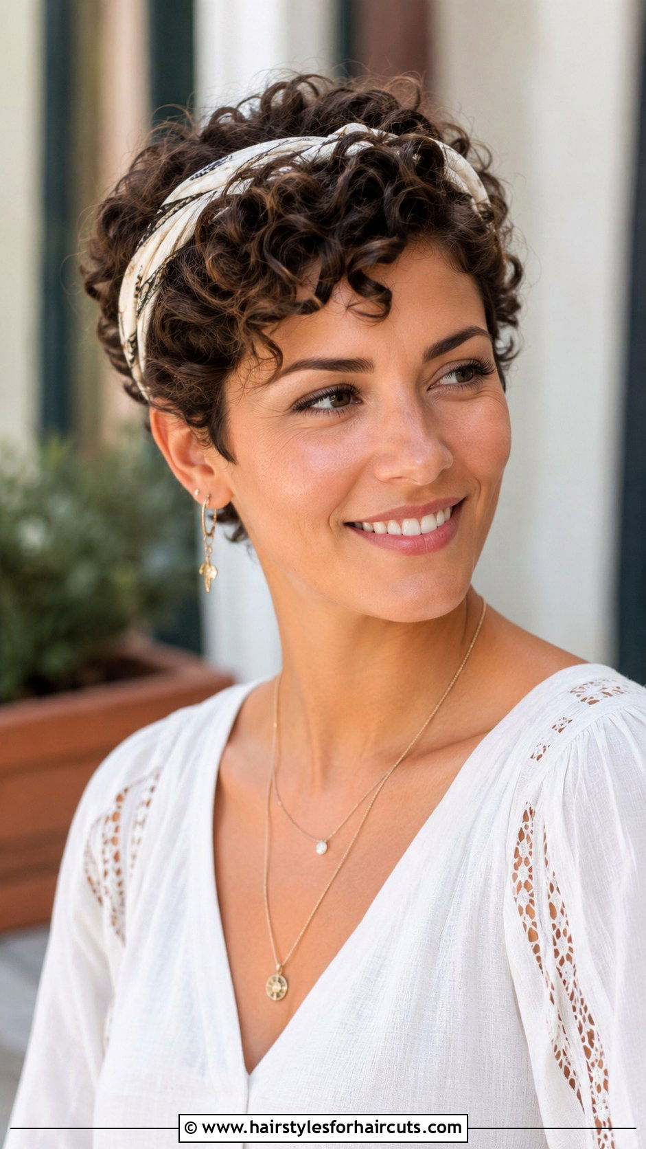 Curly Pixie Cut With Headband - 25 graduation hairstyles for short hair - 25 graduation hairstyles for short hair