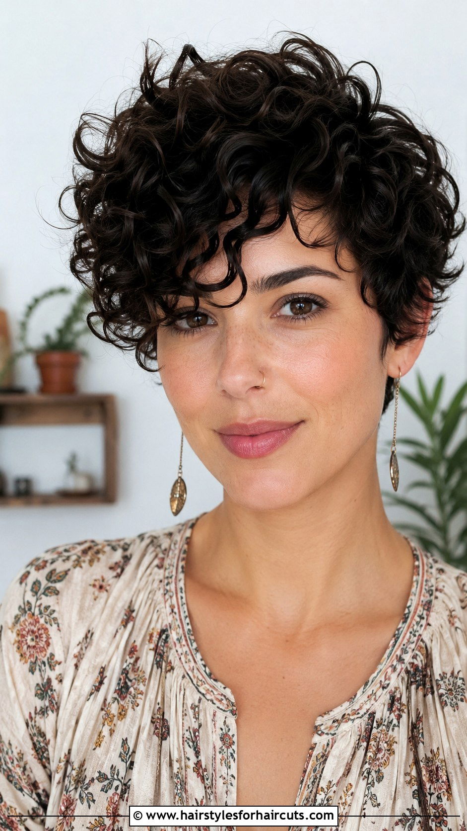 Curly Pixie Cut With Long Bangs - 25 pixie haircuts for curly hair - 25 pixie haircuts for curly hair