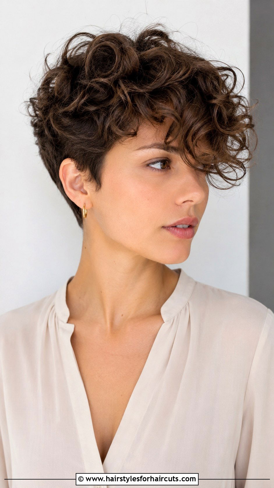 Curly Pixie With Long Bangs - 25 baddie hairstyles for short curly hair - 25 baddie hairstyles for short curly hair
