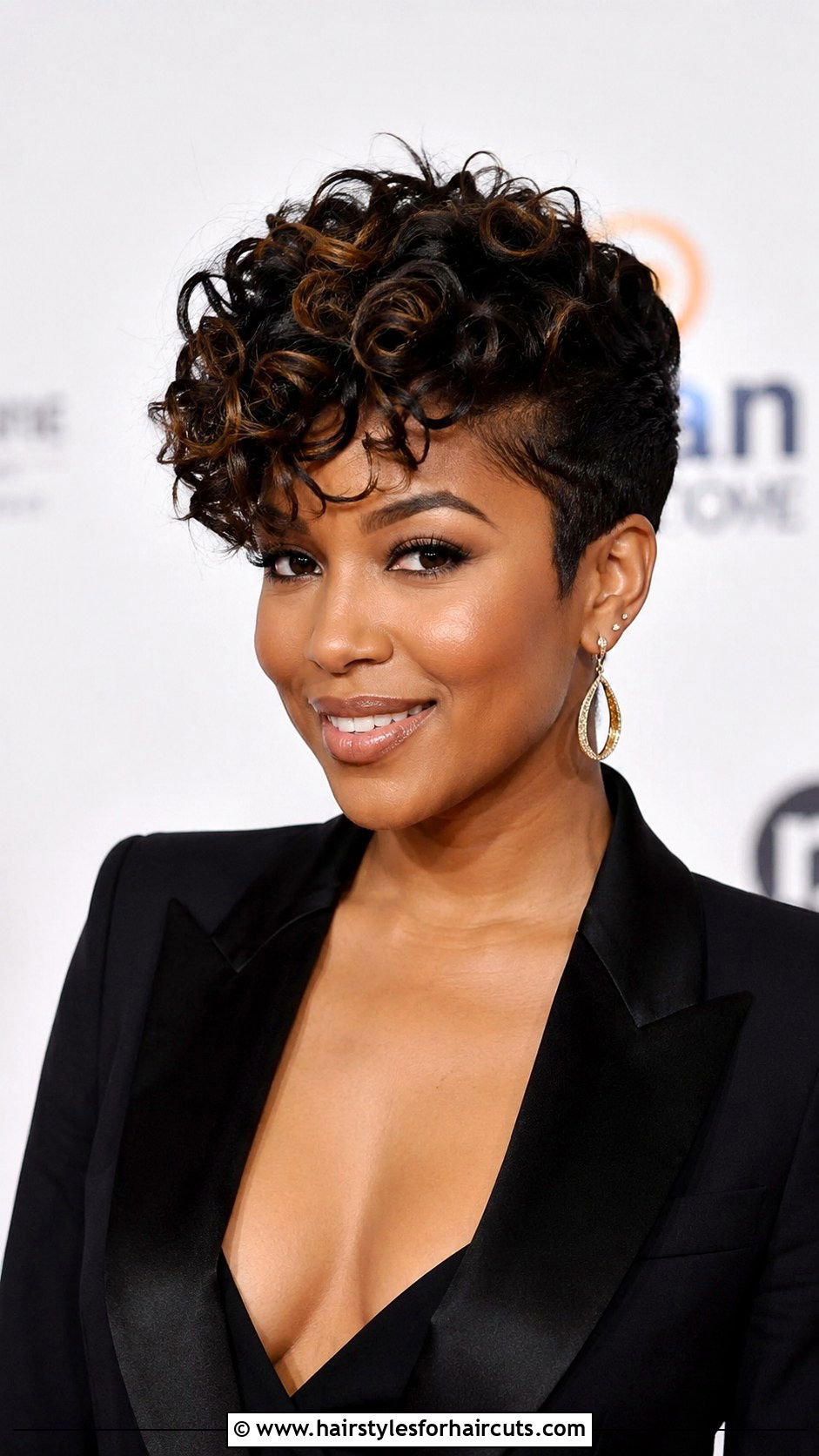 Curly Pixie With Side Swept Bangs - 25 hairstyles for winter formal - 25 hairstyles for winter formal