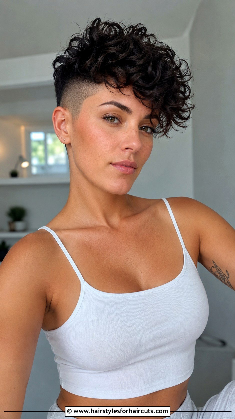 Curly Pixie With Undercut - 25 baddie hairstyles for short curly hair - 25 baddie hairstyles for short curly hair