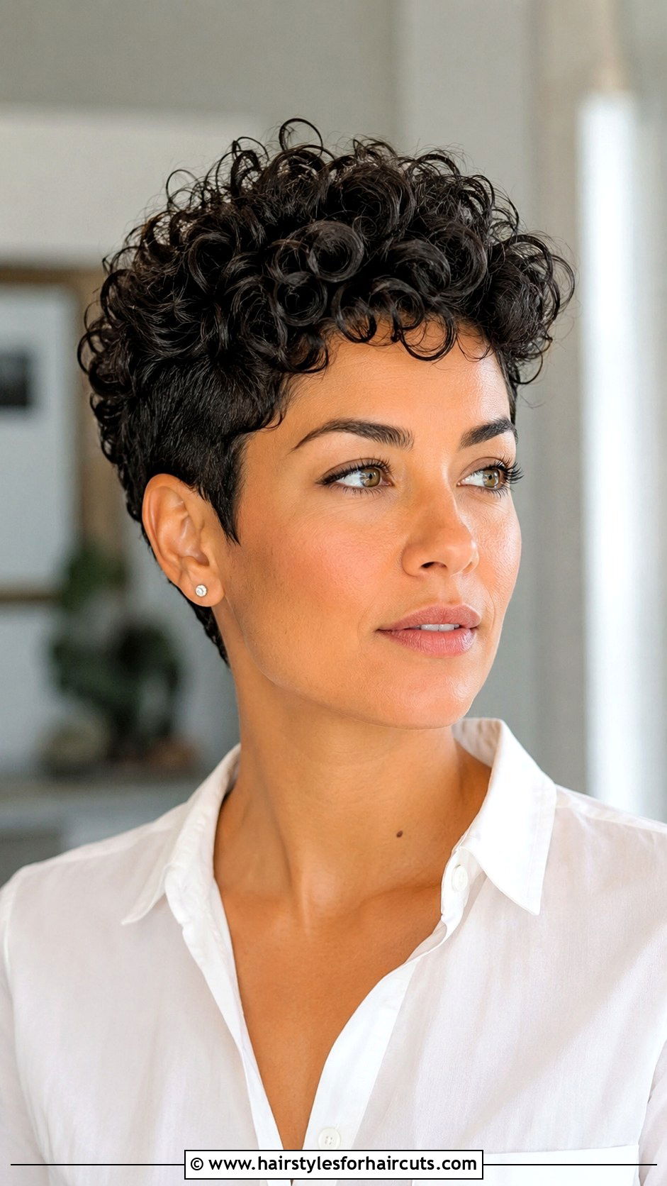 Curly Pixie With Volume On Top - 25 curly haircuts for round face - 25 curly haircuts for round face