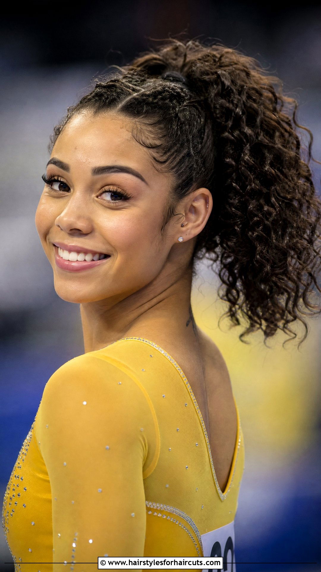 Curly Ponytail Gymnastics Hair - 25 gymnastics hairstyles - 25 gymnastics hairstyles