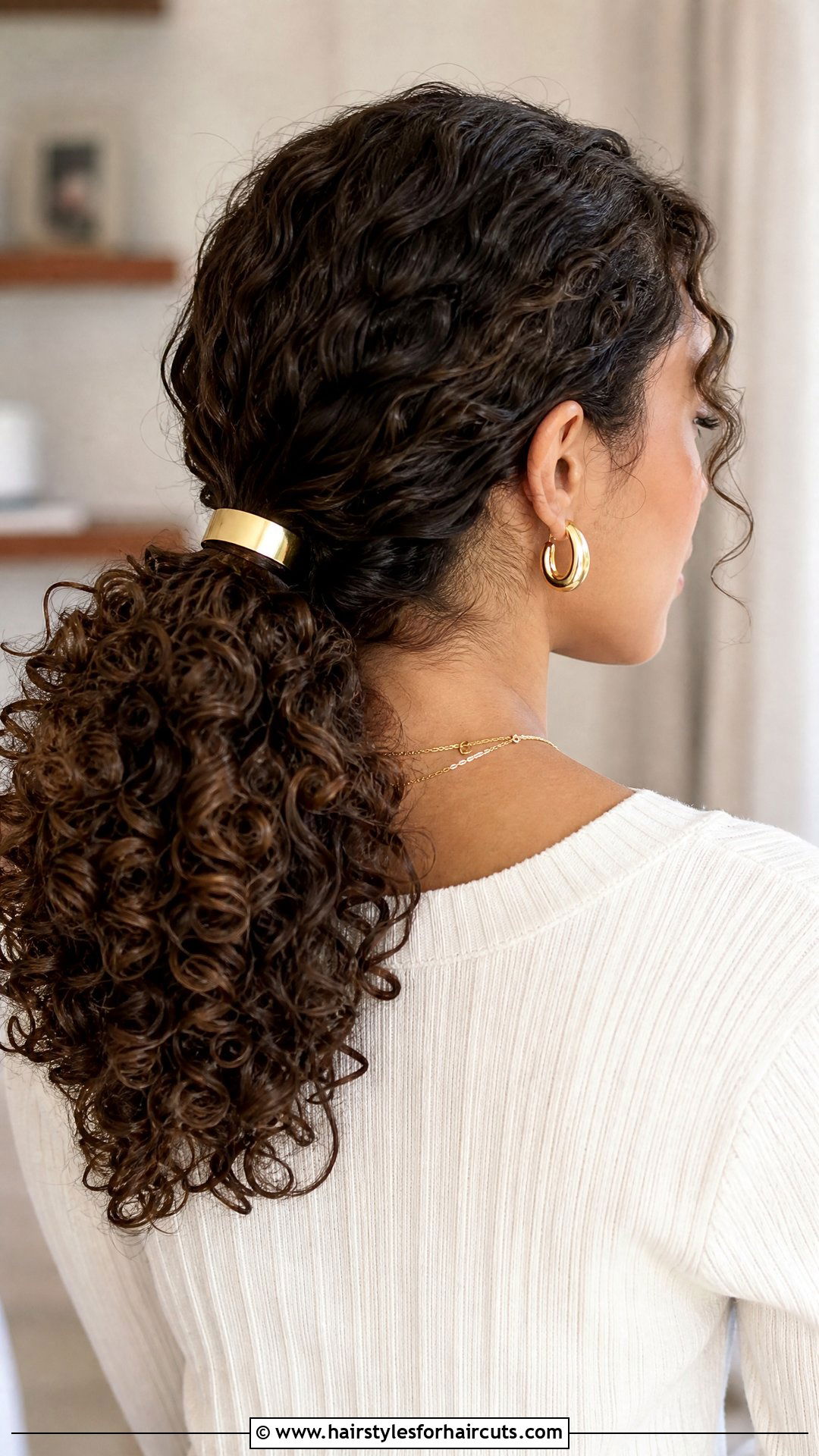 Curly Ponytail With Gold Barrette - 25 hairstyles with barrettes - 25 hairstyles with barrettes