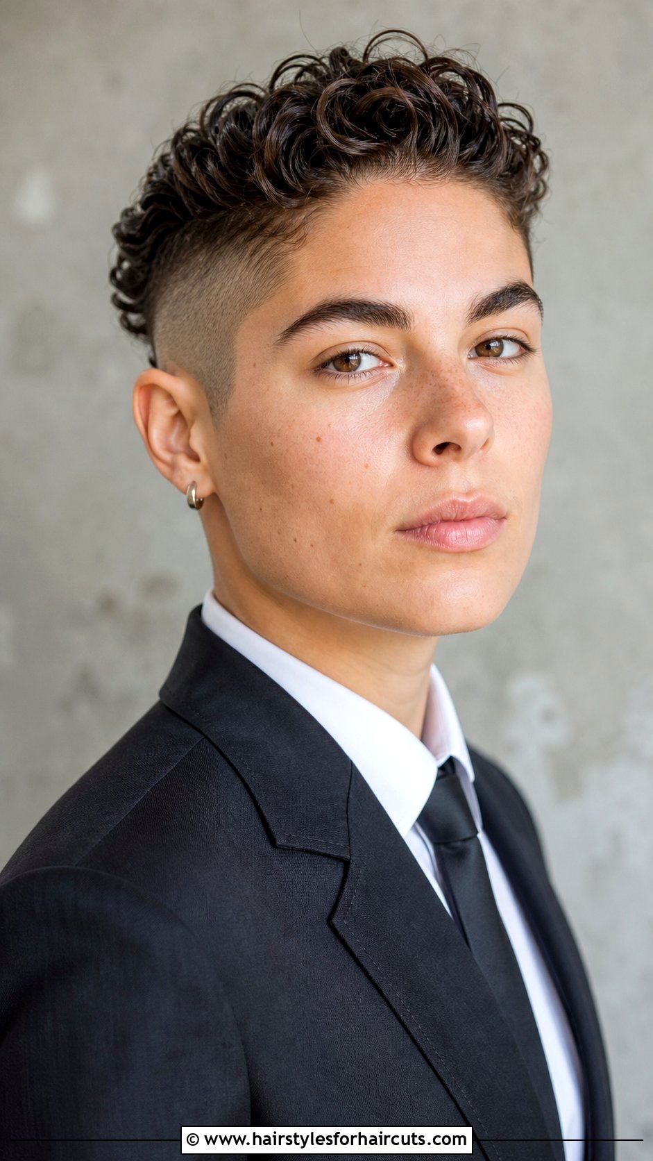 Curly Slick Back Undercut - 25 gender neutral haircuts for curly hair - 25 gender neutral haircuts for curly hair