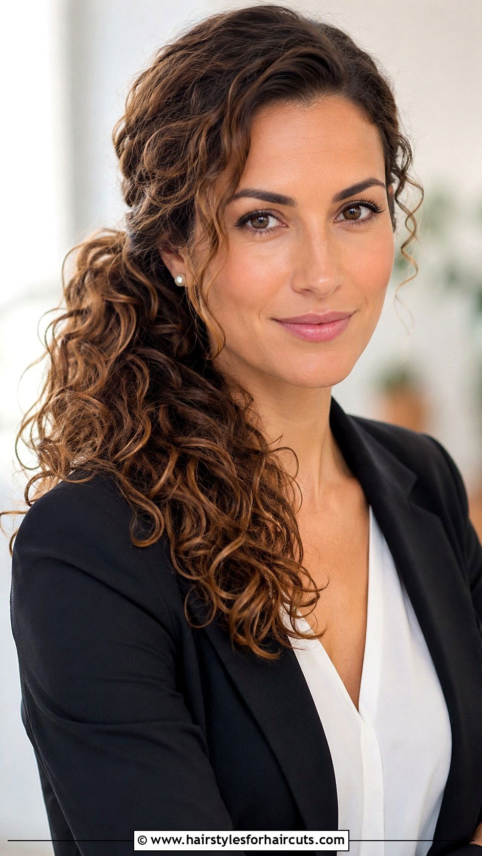 Curly Space Buns - 25 work hairstyles for curly hair - 25 work hairstyles for curly hair