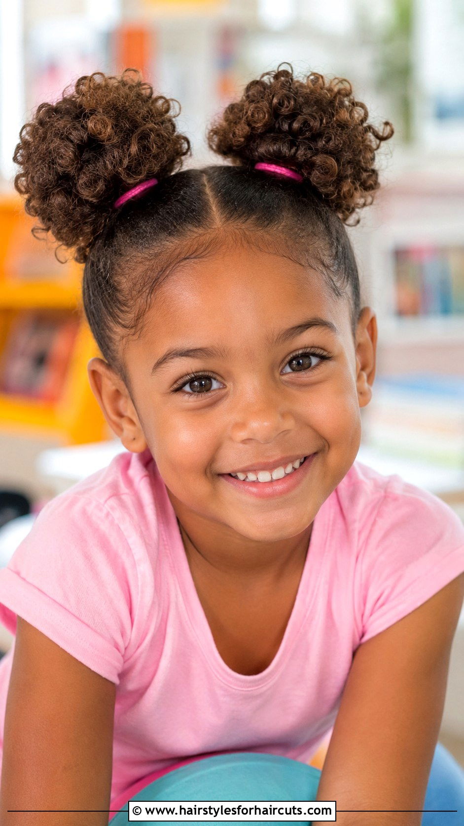 Curly Space Buns With Rubber Bands - 25 curly hair rubber band hairstyles for kids - 25 curly hair rubber band hairstyles for kids
