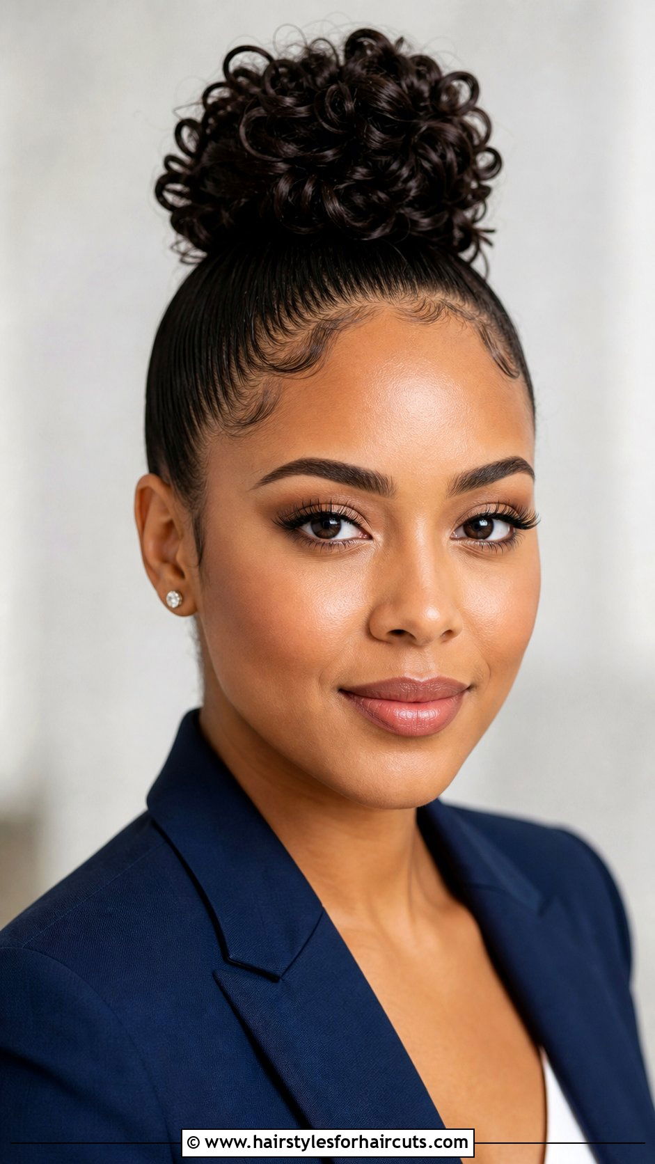 Curly Top Knot - 25 curly hair work hairstyles - 25 curly hair work hairstyles
