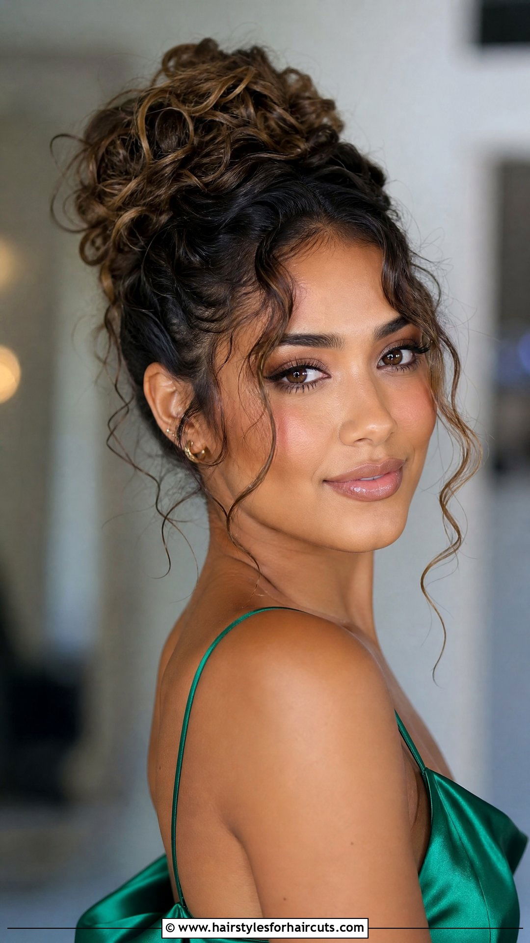 Curly Updo With Face Framing Pieces - 25 wedding guest hairstyles curly hair - 25 wedding guest hairstyles curly hair