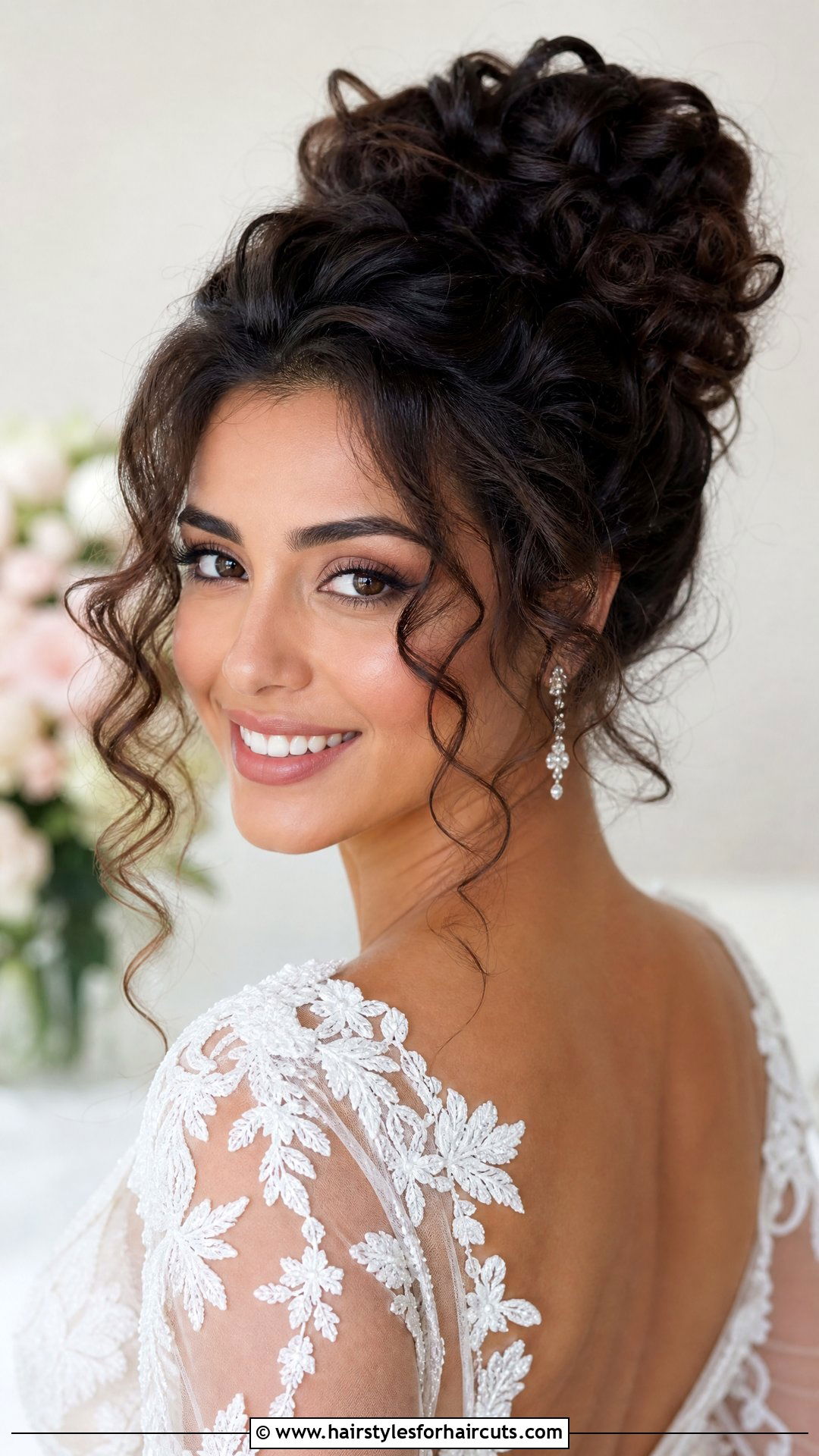 Curly Updo With Face Framing Strands - 25 wedding hairstyles for asian hair - 25 wedding hairstyles for asian hair