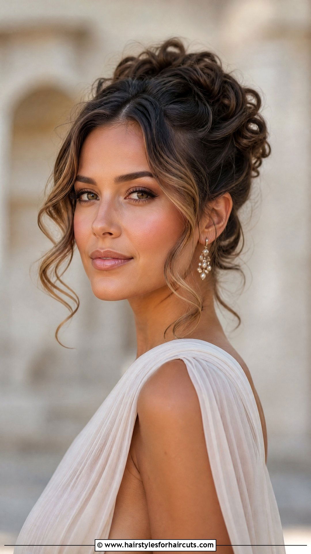 Curly Updo With Face Framing Tendrils - 25 updo prom hairstyles for curly hair - 25 updo prom hairstyles for curly hair
