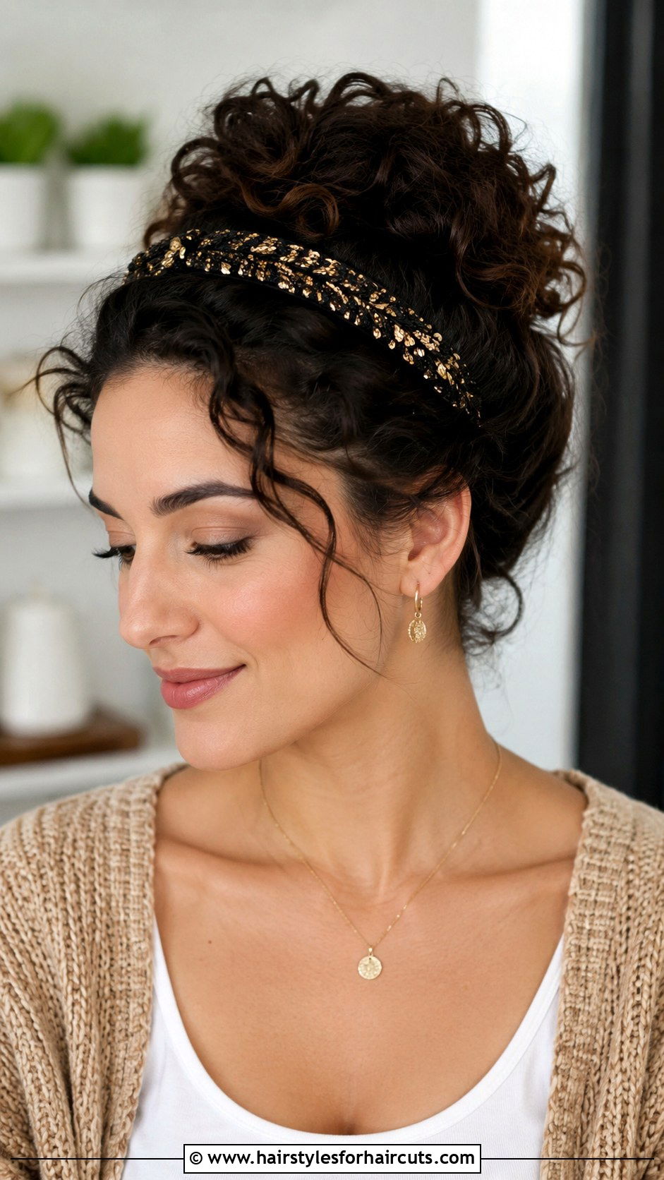 Curly Updo With Headband - 25 curly updo hairstyles for black hair - 25 curly updo hairstyles for black hair