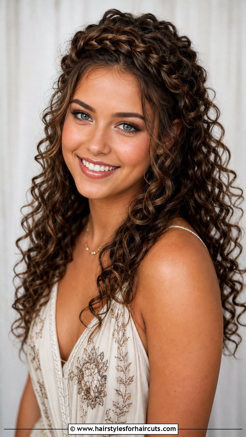 Curly homecoming hairstyle with braided headband - 25 curly hairstyles for homecoming - 25 curly hairstyles for homecoming