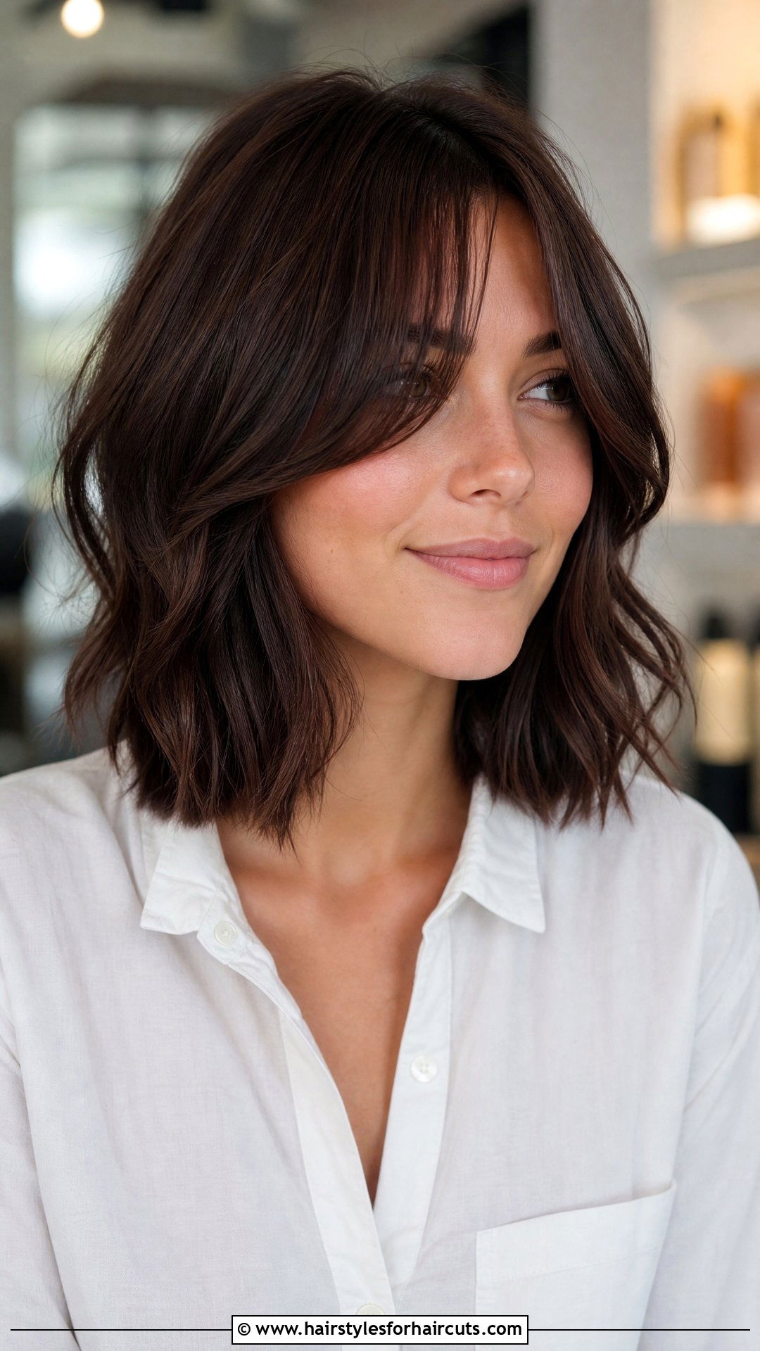 Curtain Bangs Lob With Chestnut - 25 hairstyles and colors for women - 25 hairstyles and colors for women