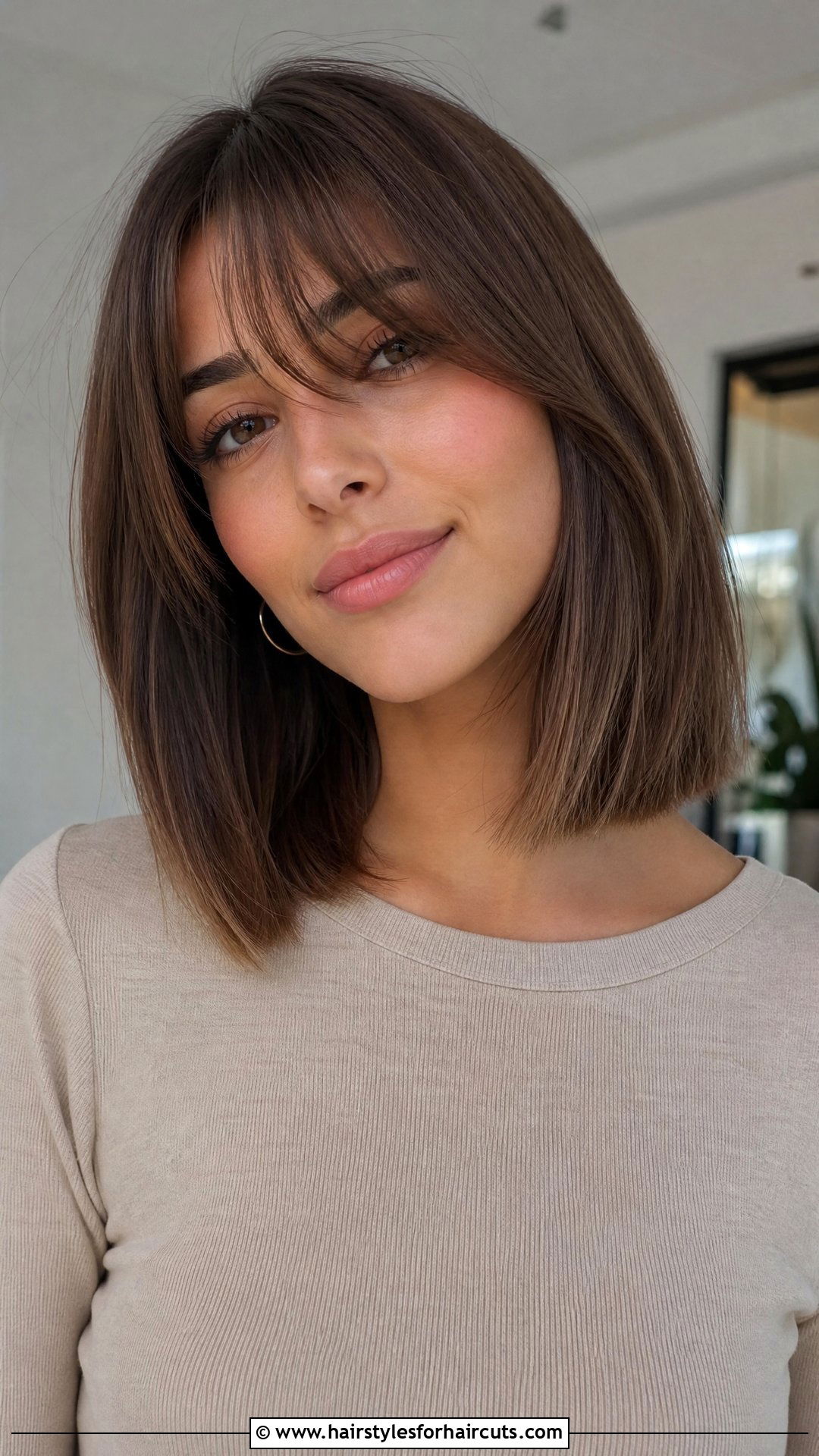 Curtain Bangs With Blunt Lob - 25 hairstyles to hide roots - 25 hairstyles to hide roots