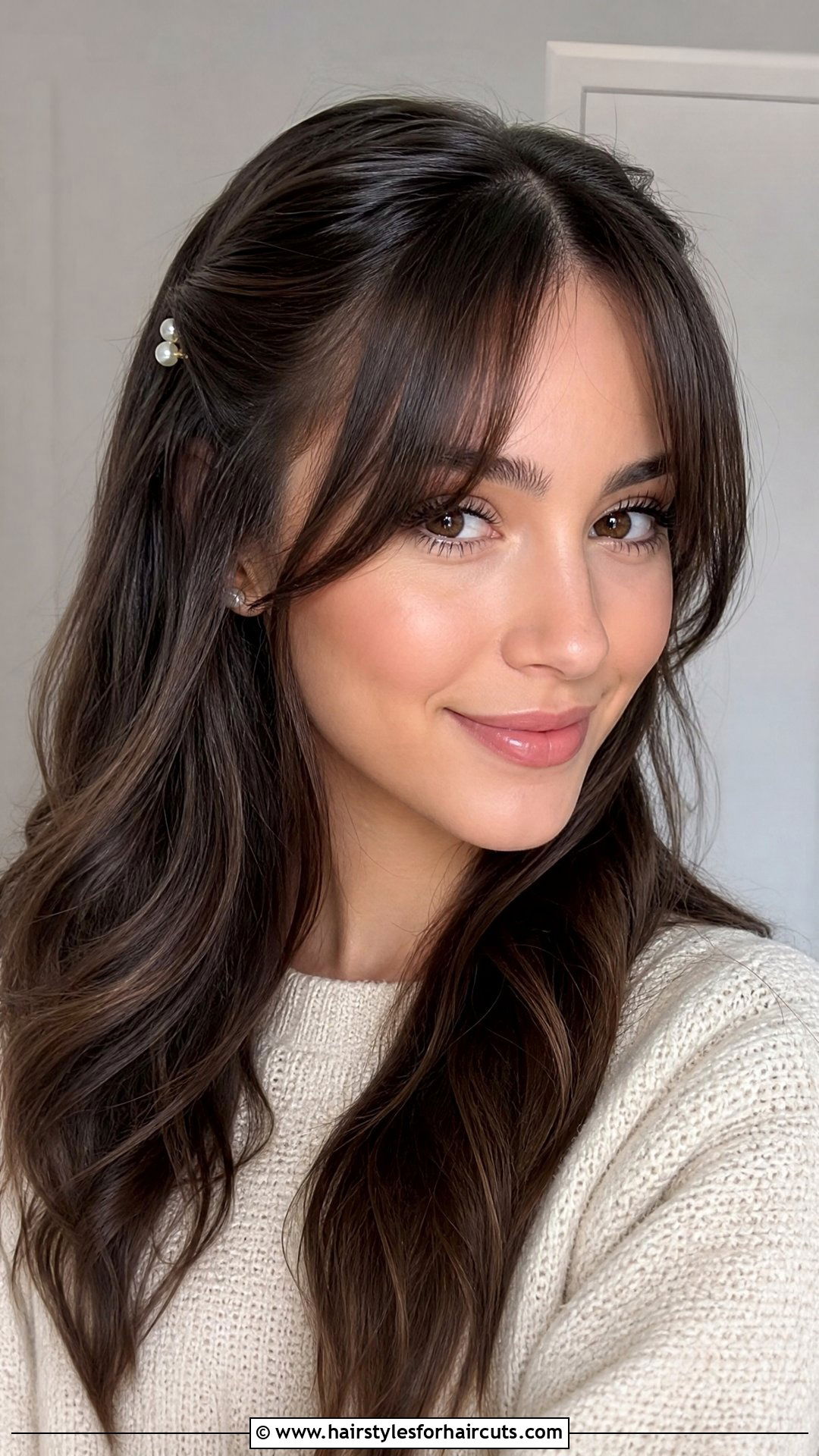 Curtain Bangs With Pearl Clips - 25 hairstyles with pearls - 25 hairstyles with pearls