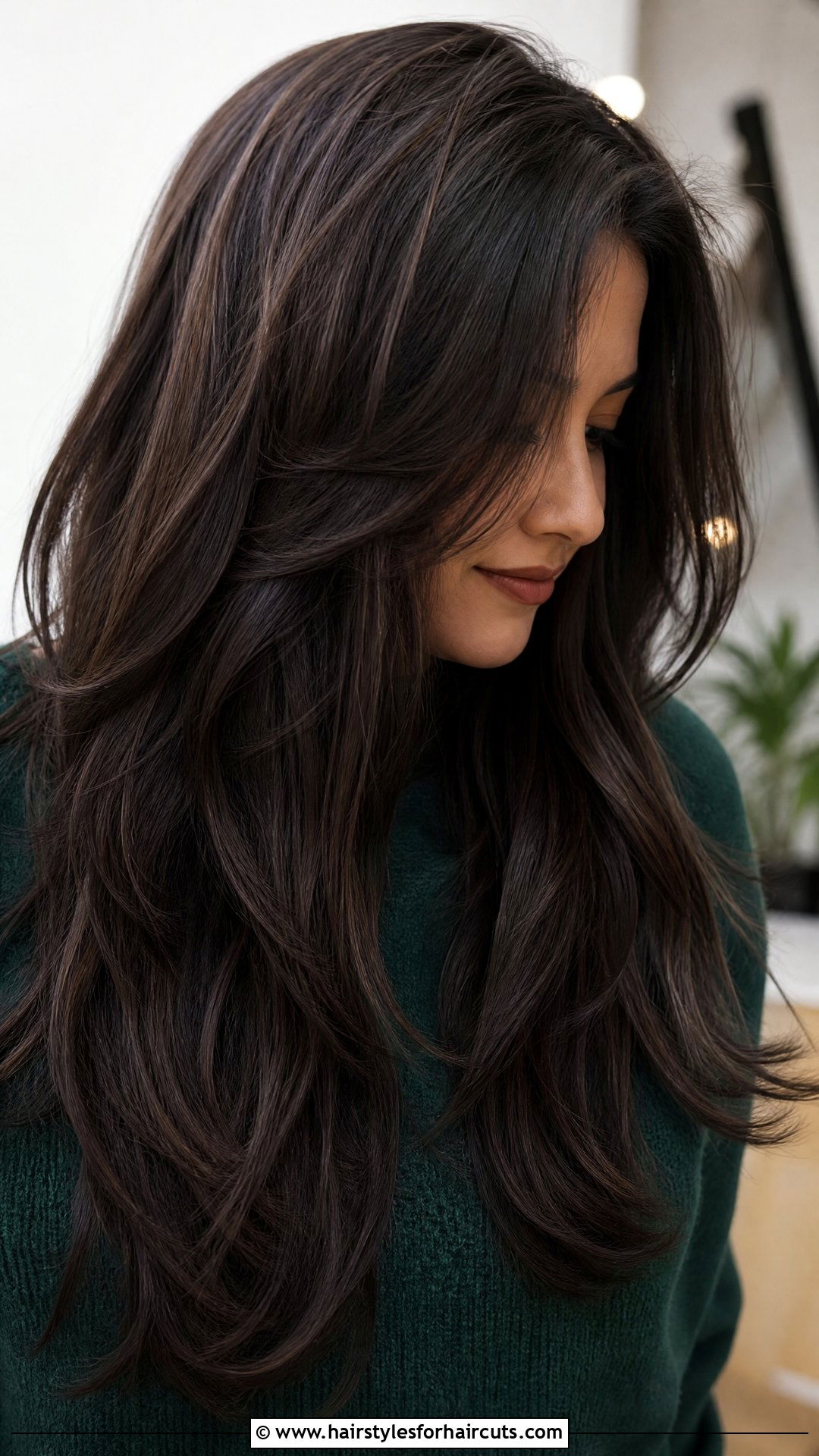Dark Brown Blended Grey Layers - 25 hairstyles to hide grey hair - 25 hairstyles to hide grey hair
