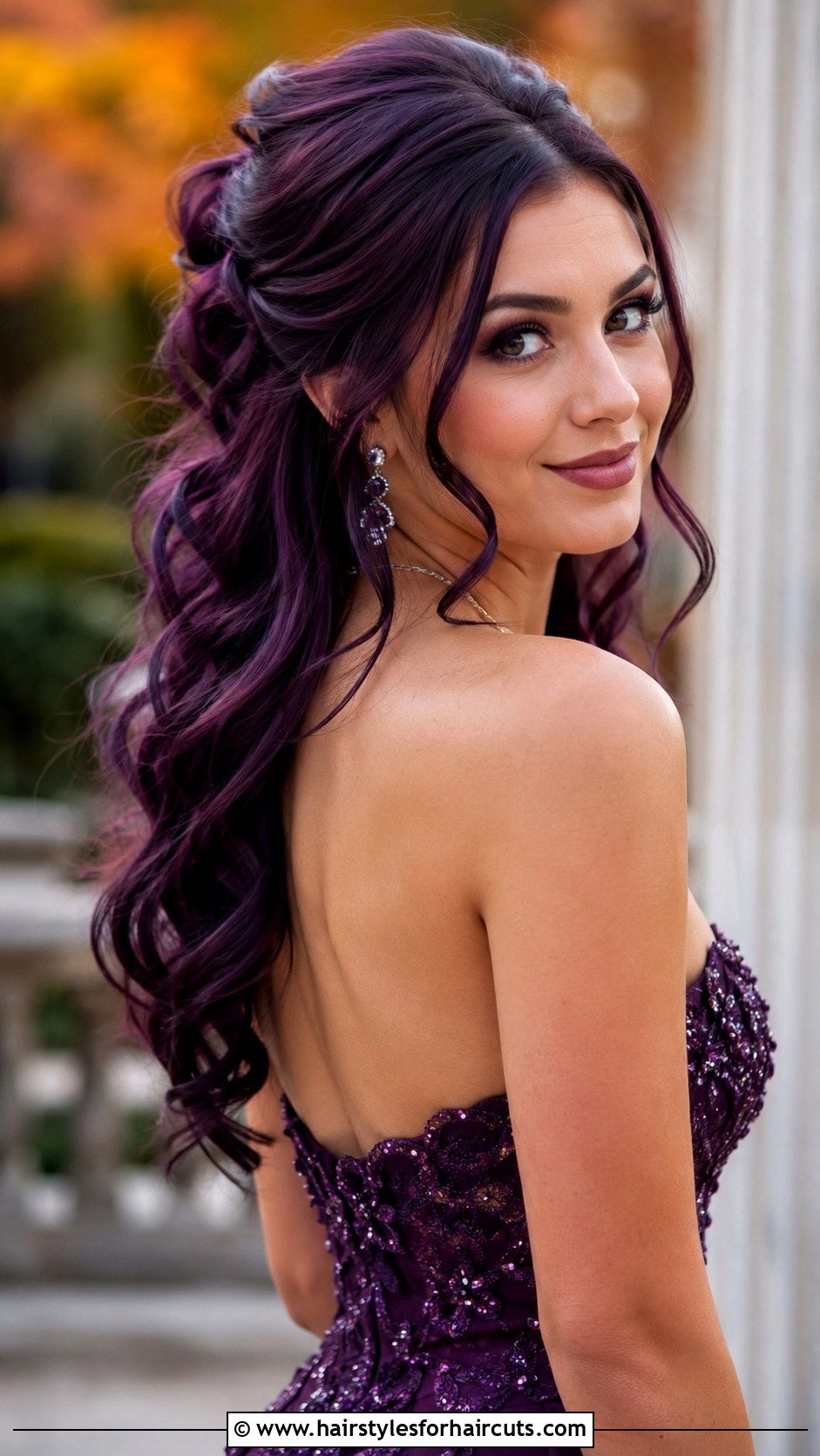 Dark Purple Half Up Half Down Hair - 25 dark purple hairstyles - 25 dark purple hairstyles